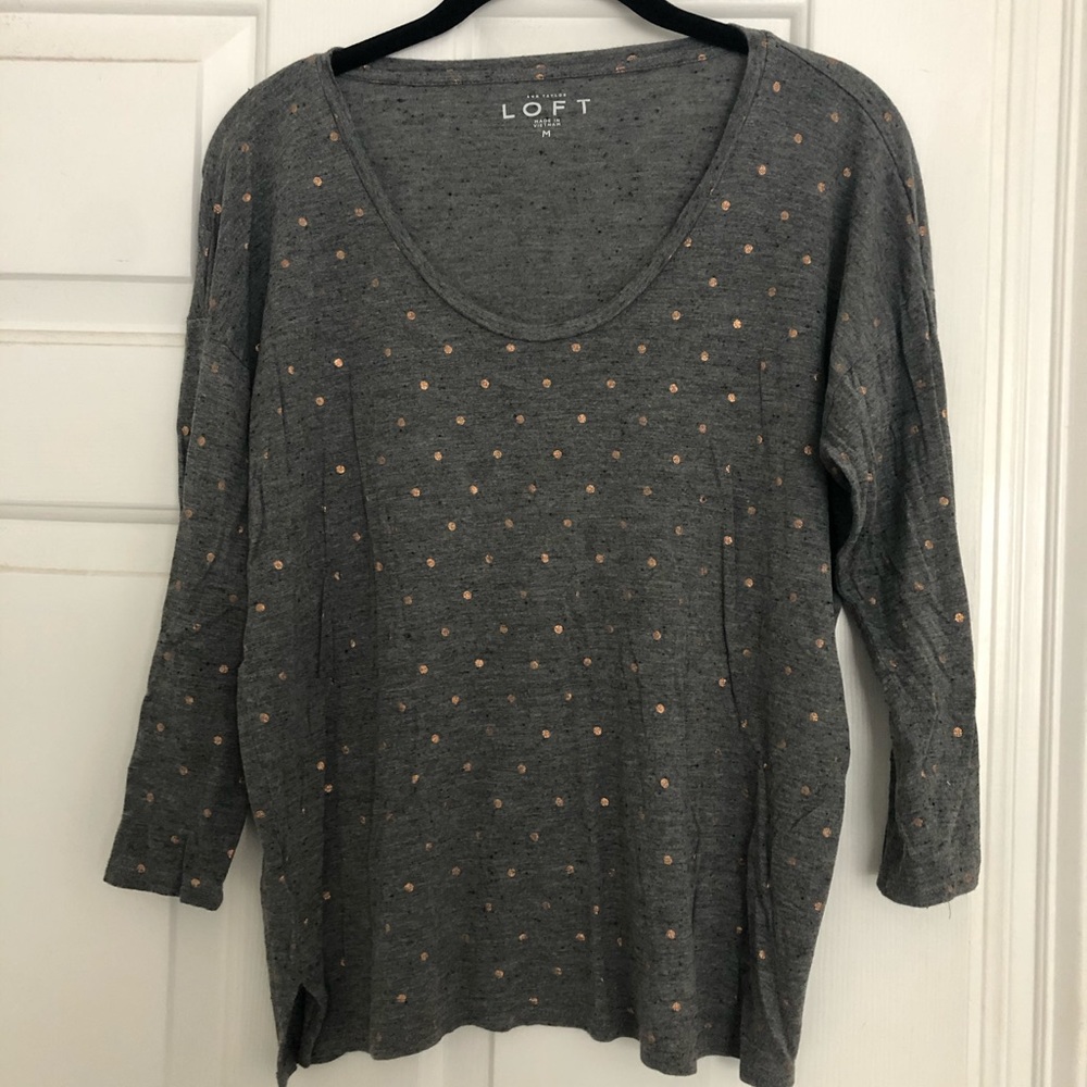 Medium LOFT top with rose gold polka dots